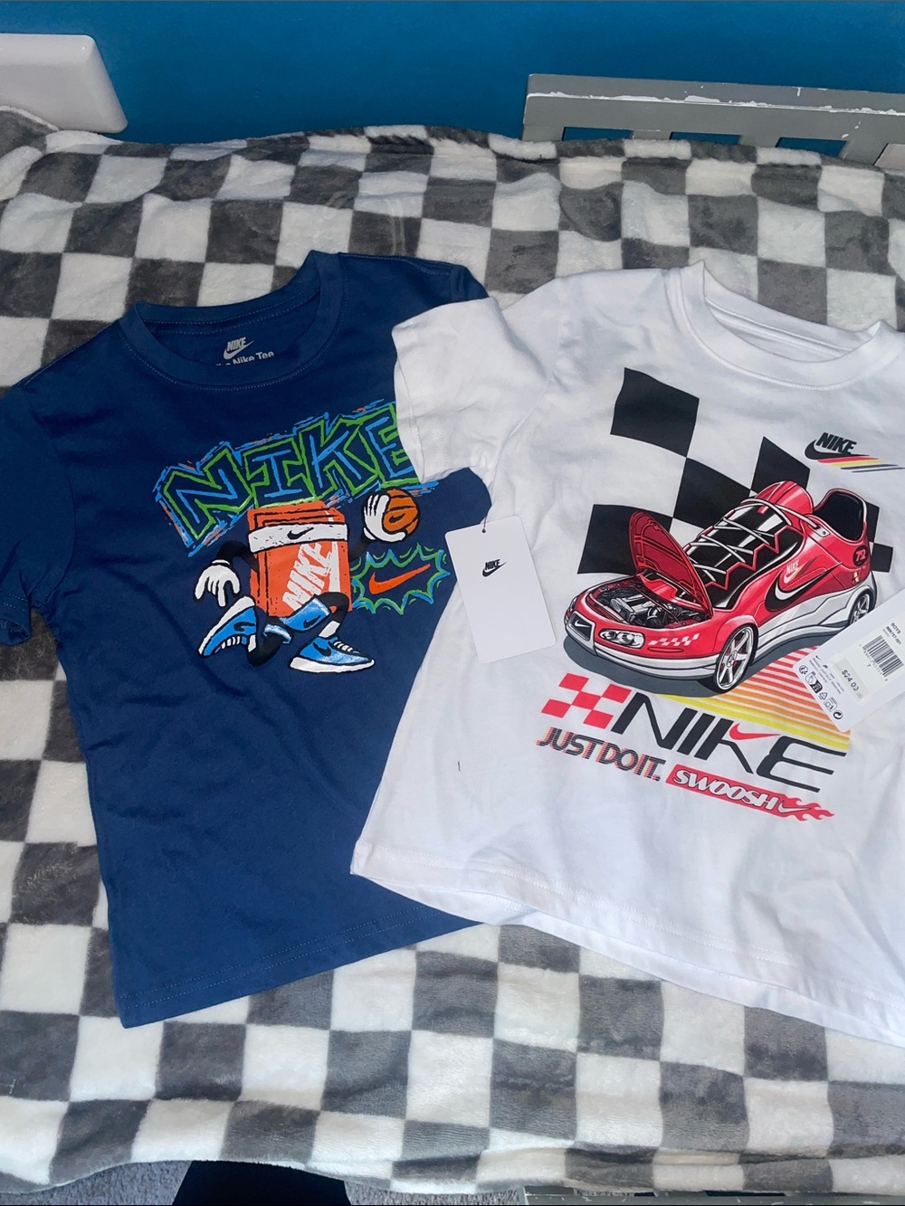 Nike Boys Short Sleeve Tees - Navy & White Graphic Set